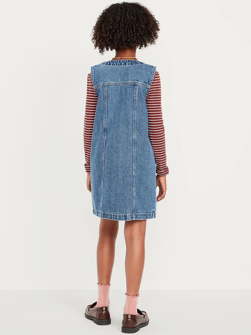 Sleeveless Pocket Jean Dress for Girls