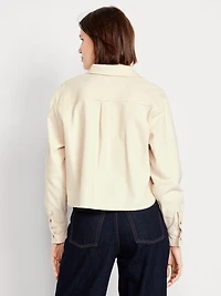 Button-Down Cropped Corduroy Shirt