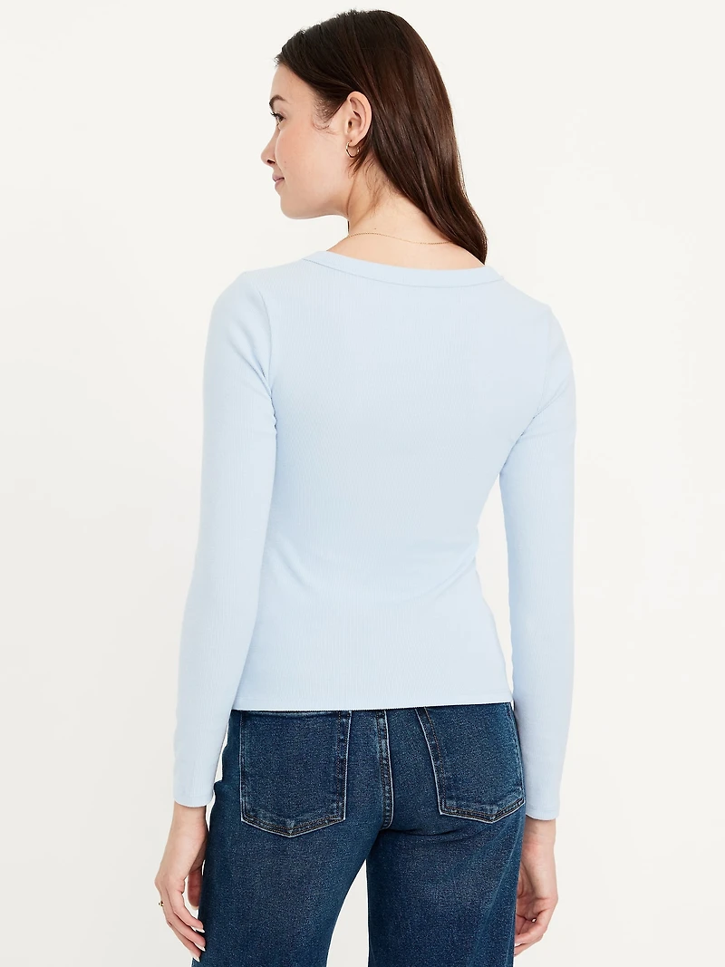 Long-Sleeve Cozy V-Neck Top