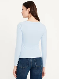 Long-Sleeve Cozy V-Neck Top