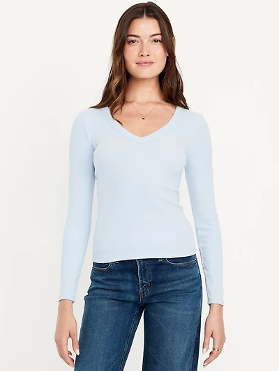 Long-Sleeve Cozy V-Neck Top