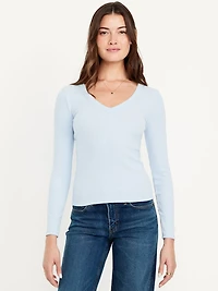 Long-Sleeve Cozy V-Neck Top