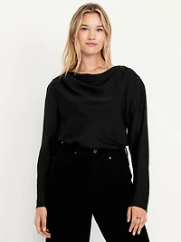 Cowl-Neck Satin Top