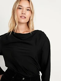 Cowl-Neck Satin Top