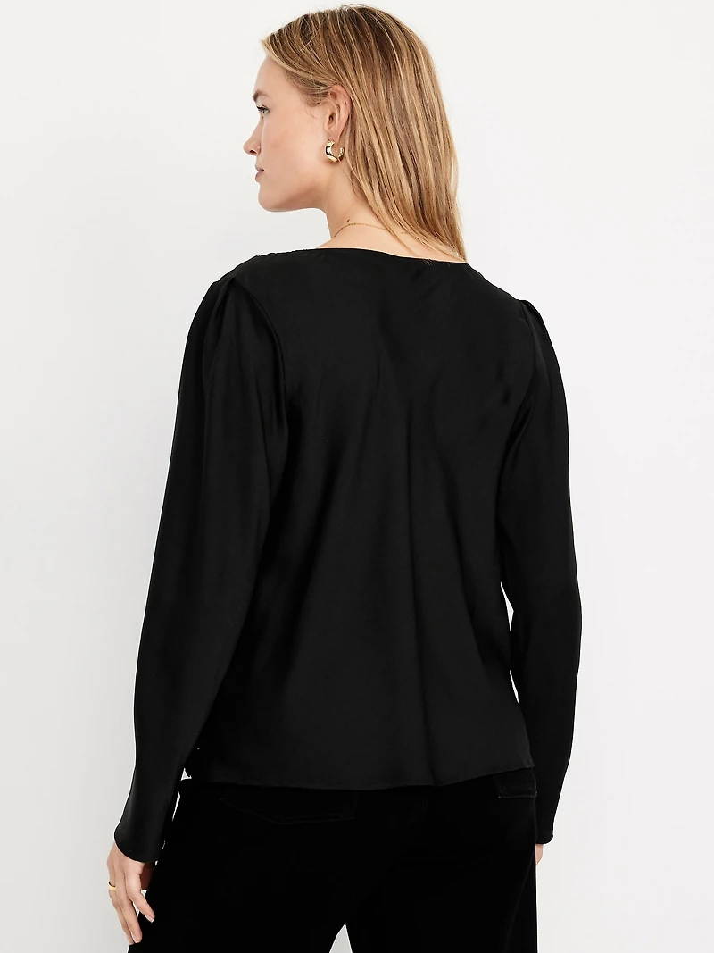 Cowl-Neck Satin Top