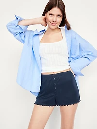 High-Waisted Cozy Rib Pajama Shorts