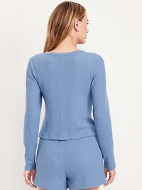 Button-Down Waffle-Knit Sleep Top