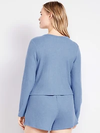 Button-Down Waffle-Knit Sleep Top