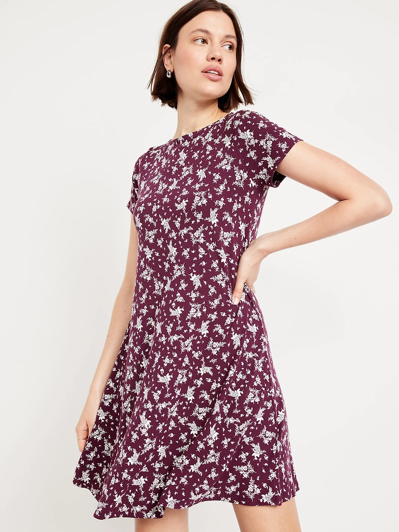 Short-Sleeve Mini Swing Dress