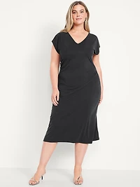 Fit & Flare Ruched Midi Dress