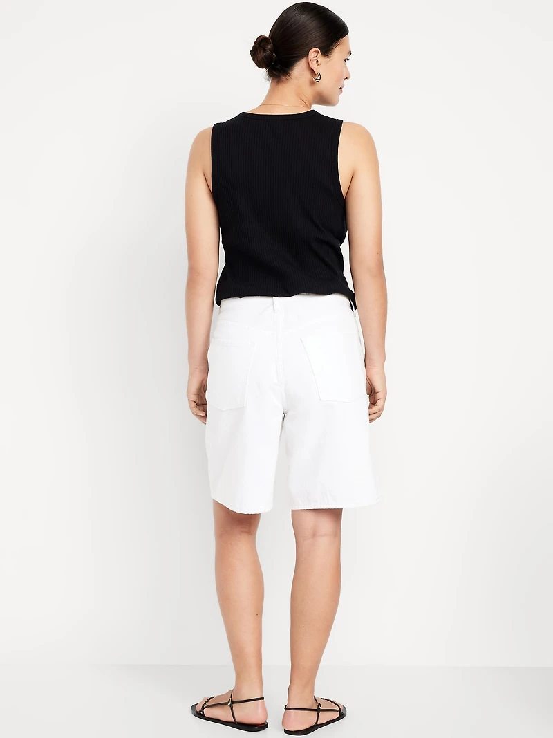 Mid-Rise Baggy Jean Bermuda Shorts -- 9-inch inseam