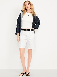 Mid-Rise Baggy Jean Bermuda Shorts -- 9-inch inseam