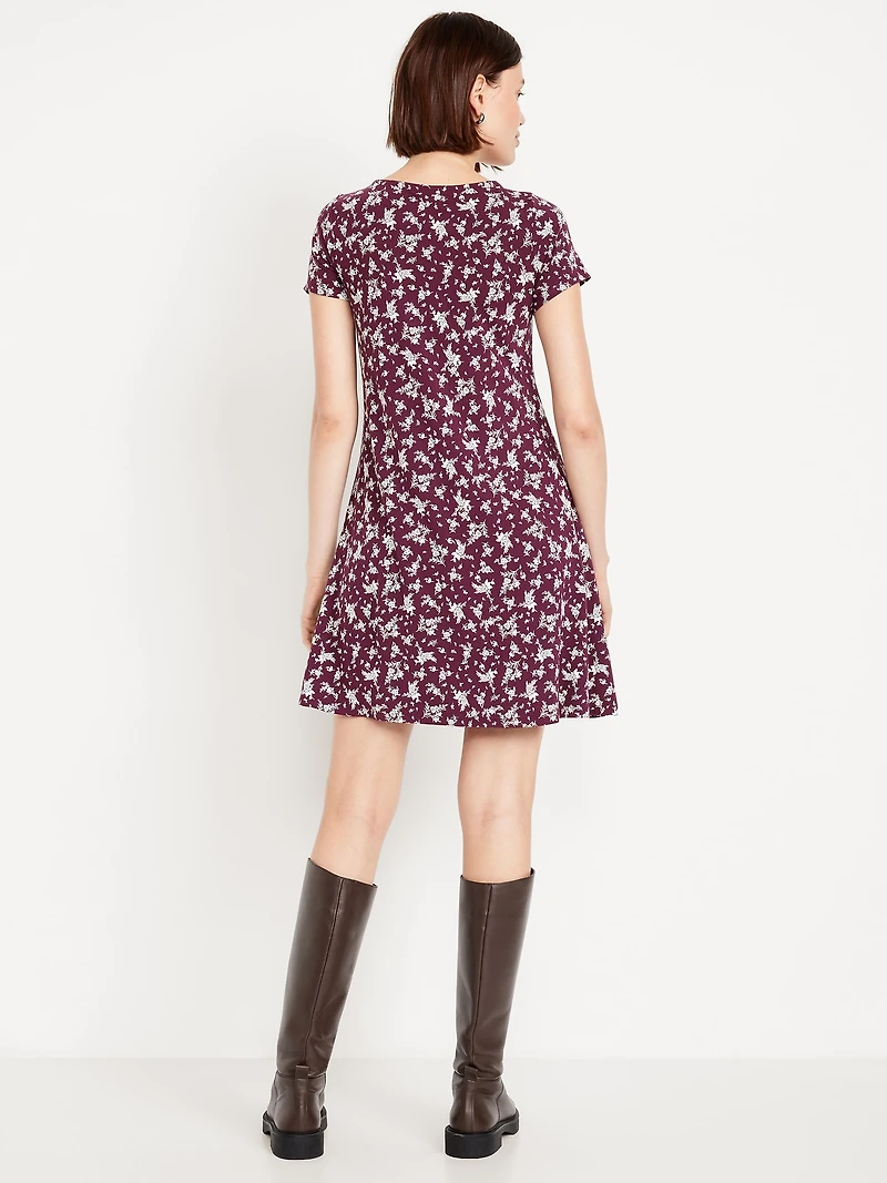 Short-Sleeve Mini Swing Dress