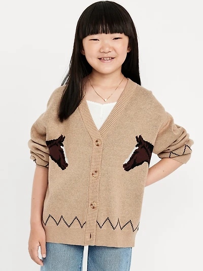 Slouchy Long-Sleeve Cardigan Sweater for Girls