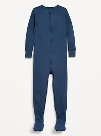 Snug-Fit 2-Way-Zip Ribbed Pajama One-Piece for Toddler & Baby
