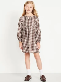 Long-Sleeve Double-Weave Swing Dress for Girls