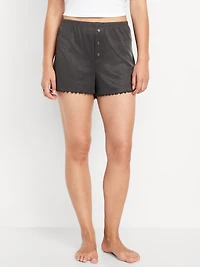 High-Waisted Cozy Rib Pajama Shorts