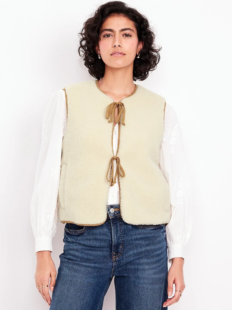 Tie-Front Sherpa Vest