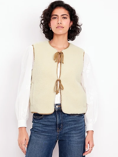 Tie-Front Sherpa Vest