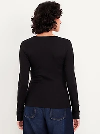 Long-Sleeve Square-Neck Top