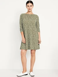 Long-Sleeve Mini Swing Dress