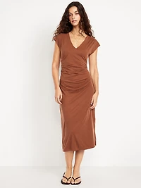 Fit & Flare Ruched Midi Dress