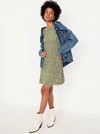 Long-Sleeve Mini Swing Dress