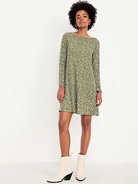 Long-Sleeve Mini Swing Dress
