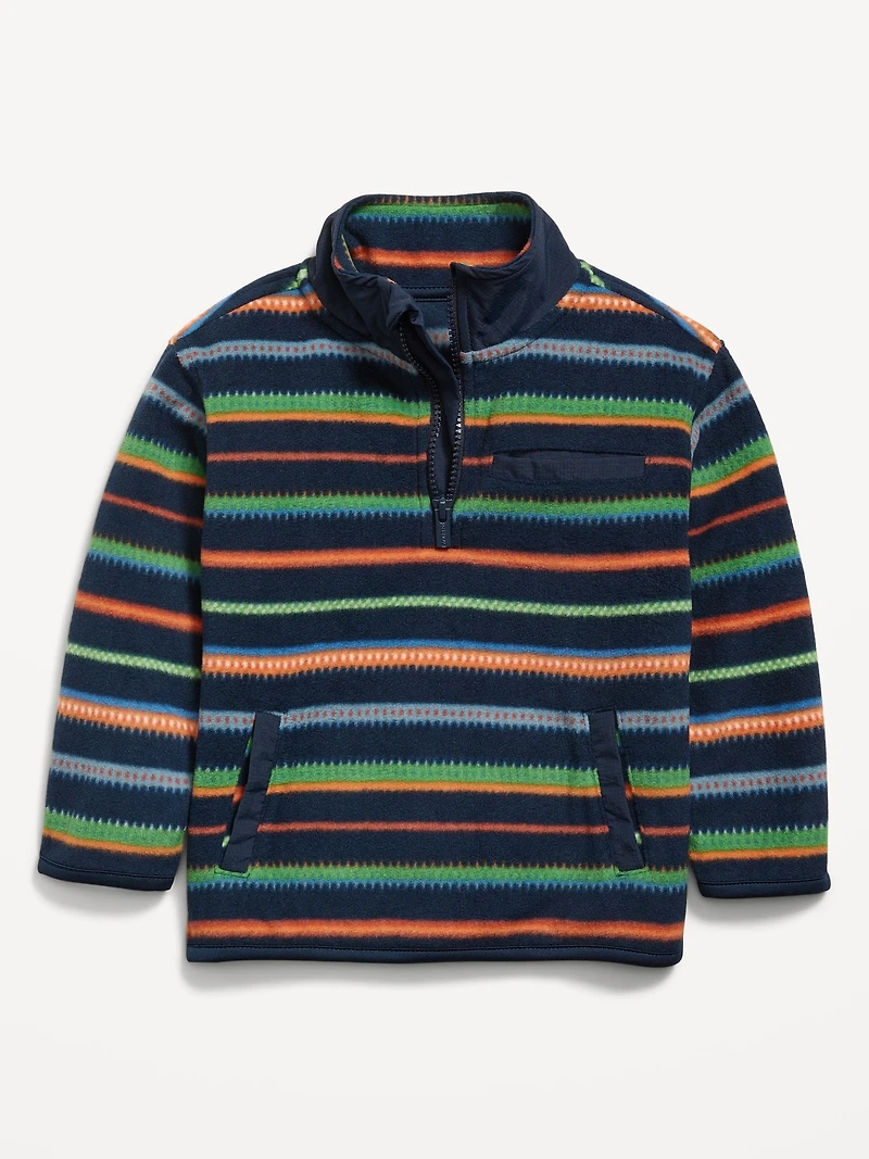 Oversized Microfleece Quarter-Zip Pullover Sweater for Toddler Boys