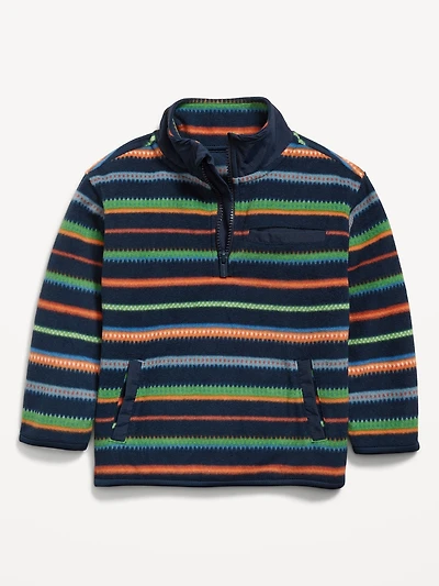 Oversized Microfleece Quarter-Zip Pullover Sweater for Toddler Boys