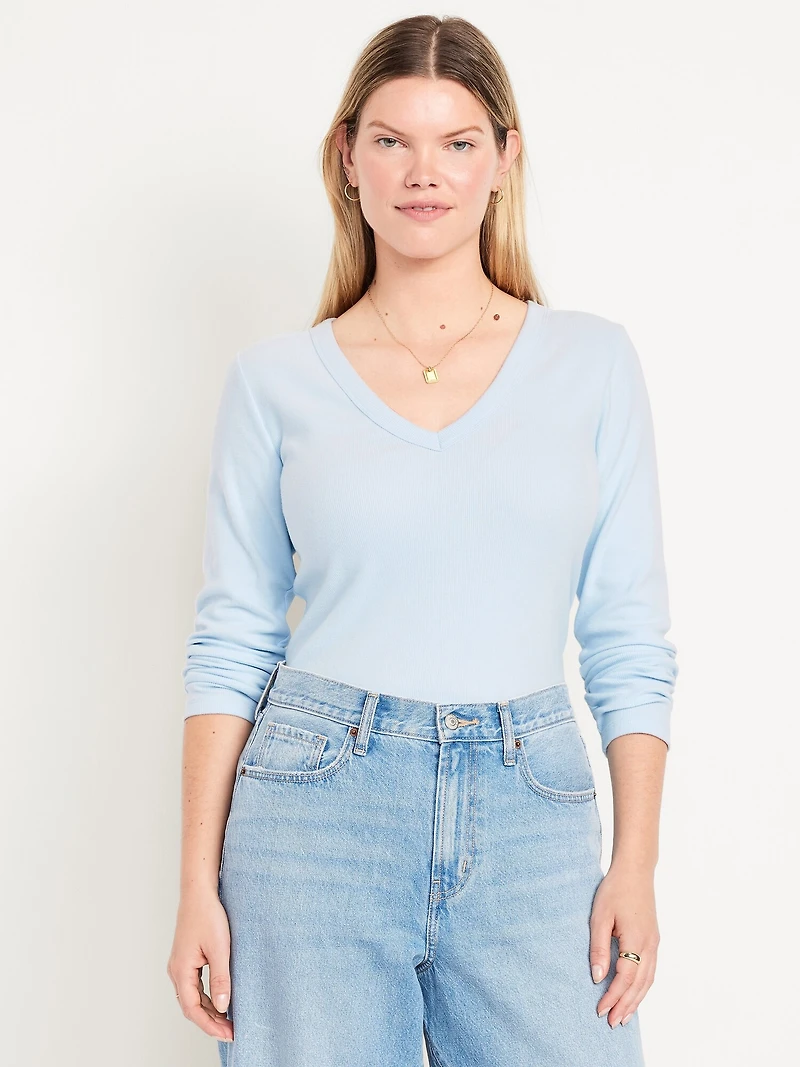 Long-Sleeve Cozy V-Neck Top