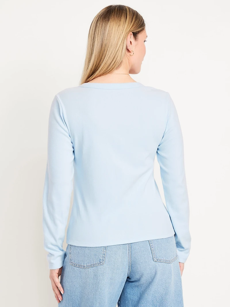 Long-Sleeve Cozy V-Neck Top