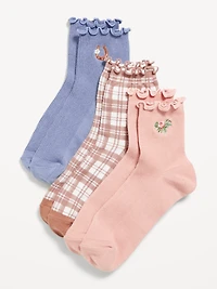 Ruffled Crew Sock 3-Pack for Women