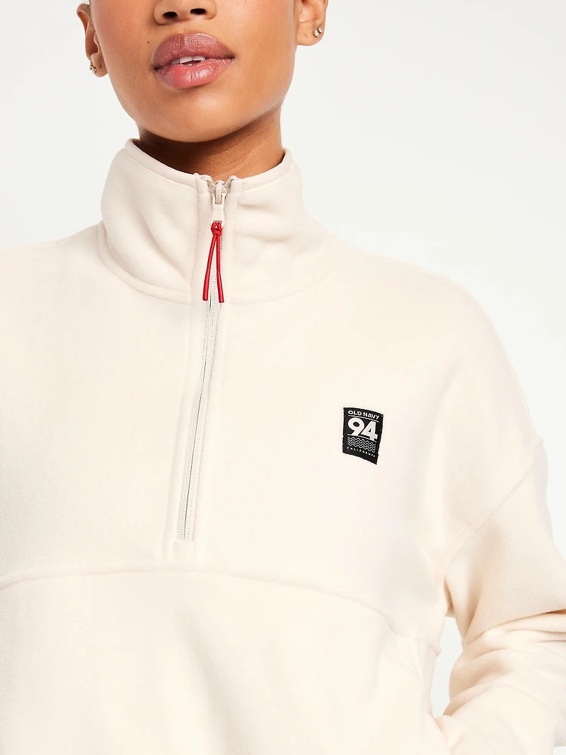Oversized Performance Microfleece Cropped Half Zip