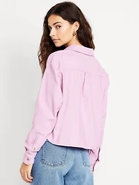 Cropped Button-Down Corduroy Shirt