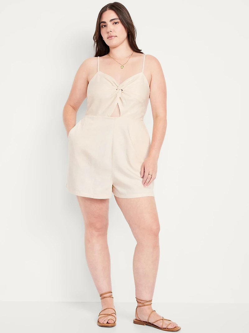 Fit & Flare Twist-Front Cami Romper