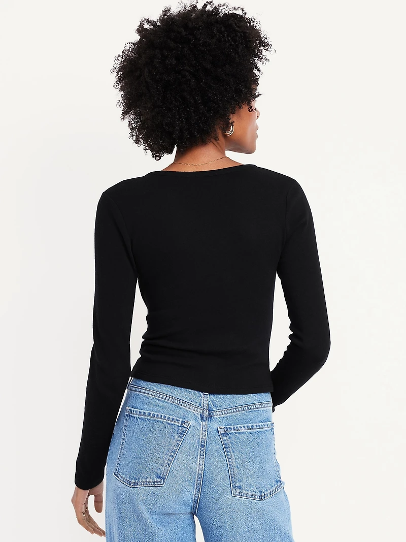 Long-Sleeve Wrap-Front Top