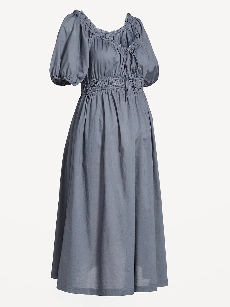 Robe mi-longue à manches bouffantes de maternité