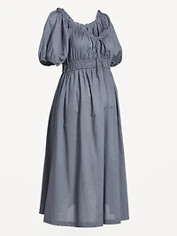 Robe mi-longue à manches bouffantes de maternité