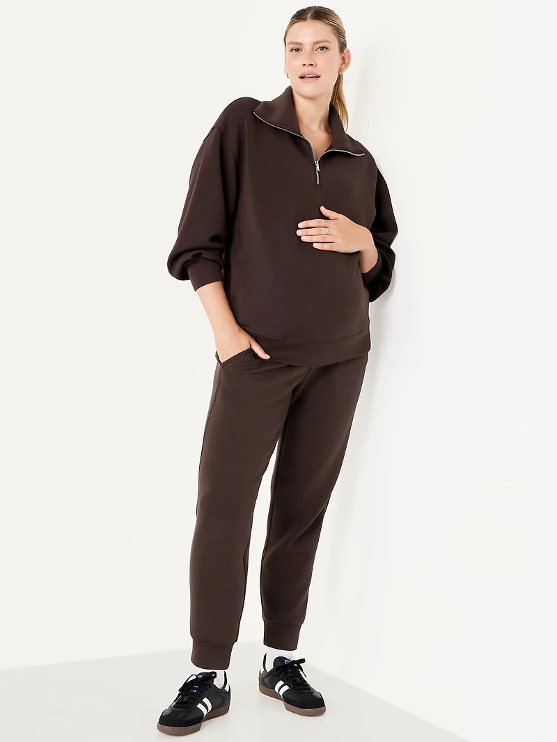 Pantalon de jogging en molleton raffiné à taille rabattable maternité