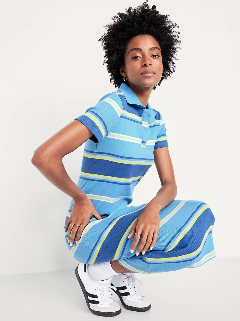 Short-Sleeve Polo Maxi Dress