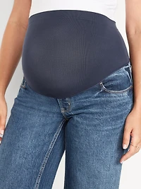 Jean jambe large à taille très haute panneau couvrant de maternité