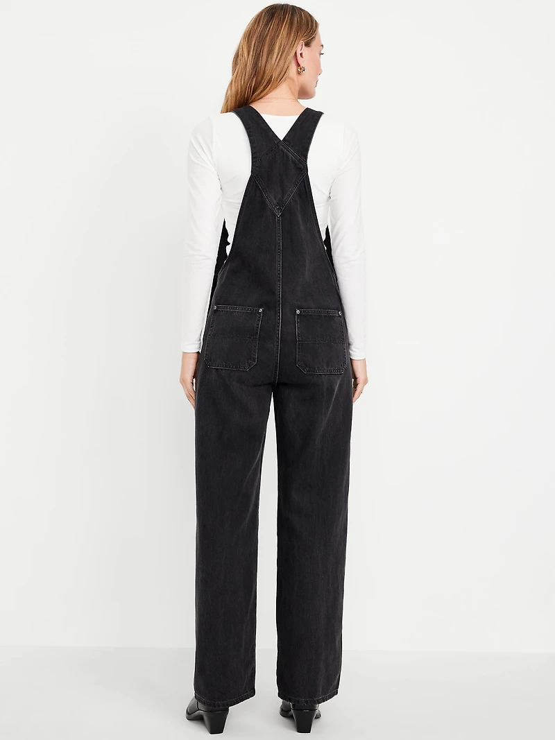 Baggy Wide-Leg Jean Overalls