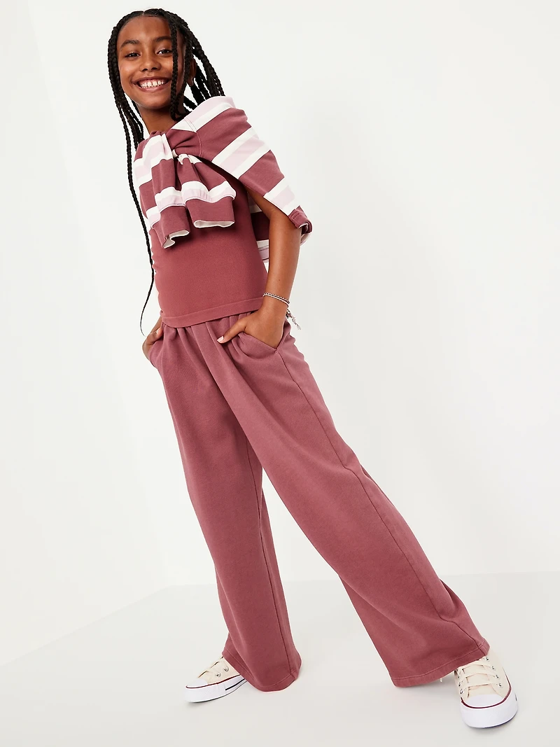 Baggy Fleece Straight-Leg Sweatpants for Girls