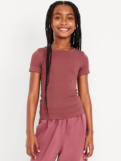 Fitted Seamless Ribbed Performance Top for Girls