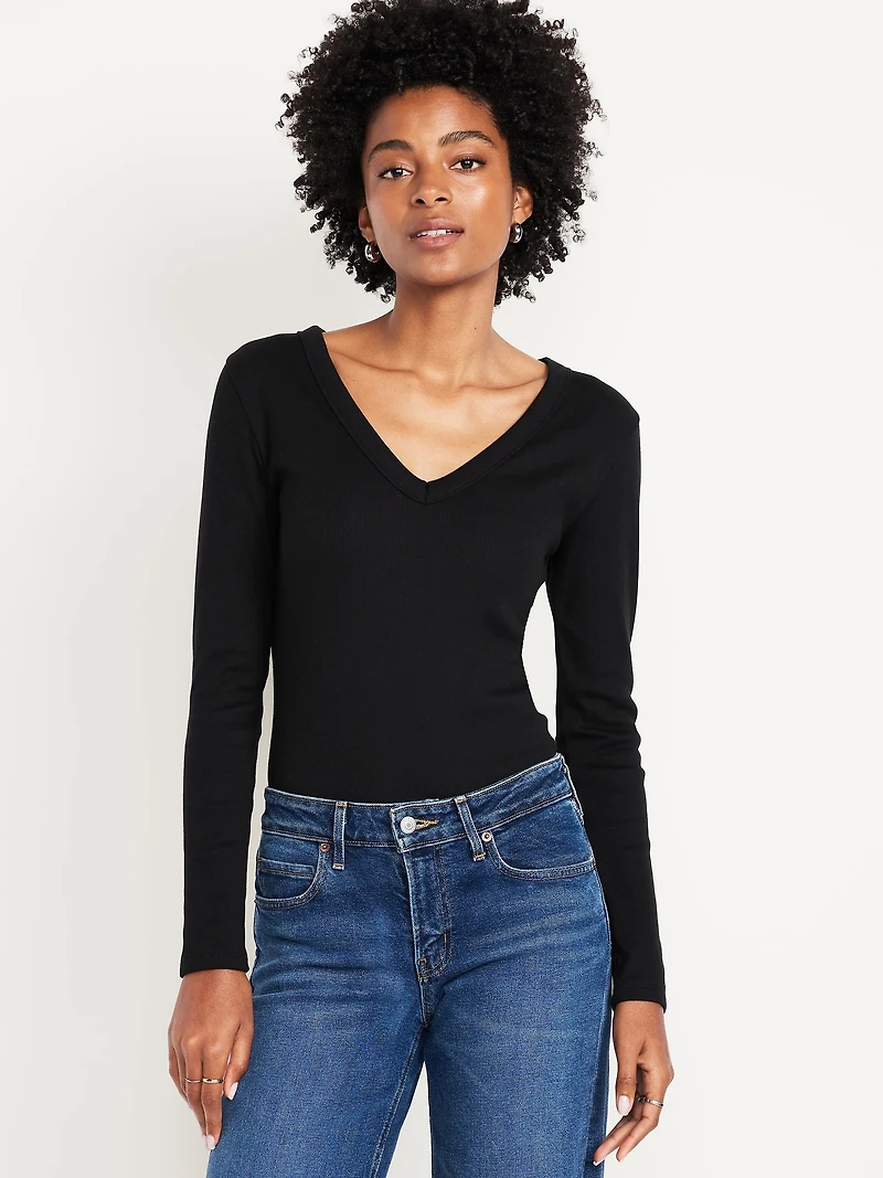 Long-Sleeve Cozy V-Neck Top