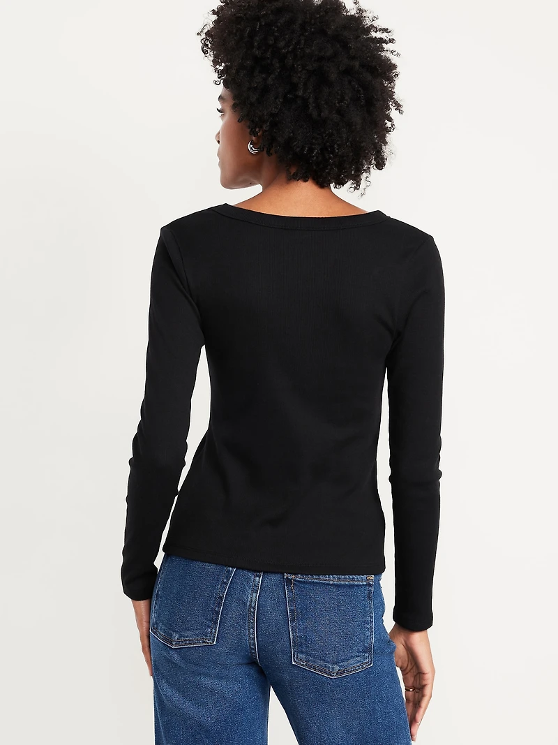 Long-Sleeve Cozy V-Neck Top