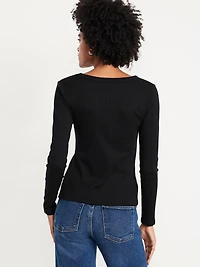 Long-Sleeve Cozy V-Neck Top