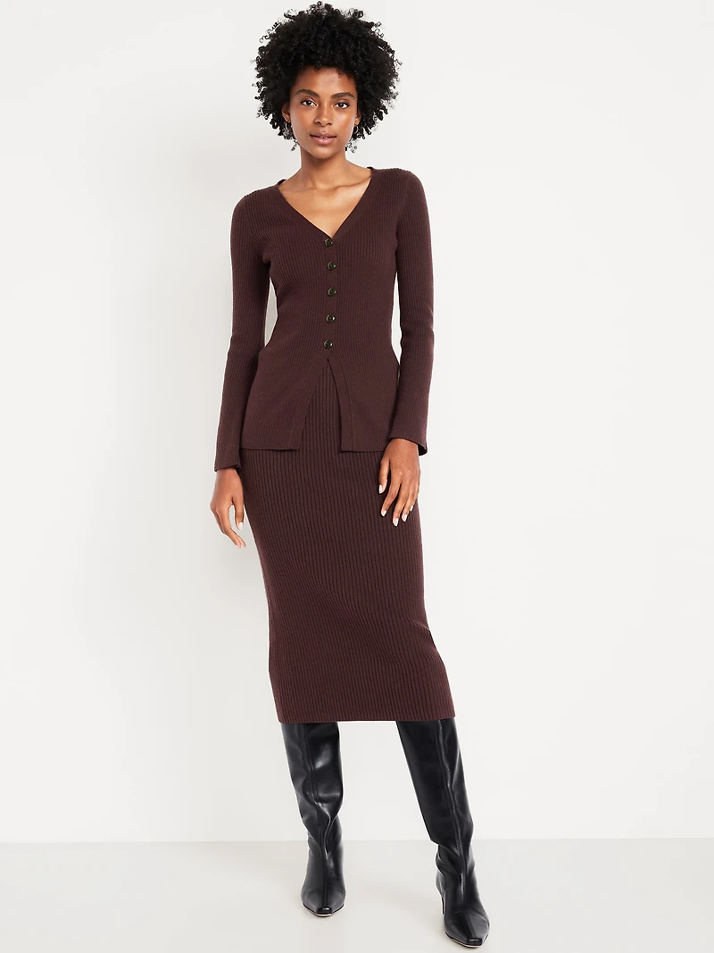 SoSoft Ribbed Midi Sweater Skirt