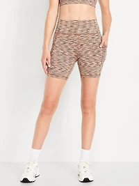 High-Waisted PowerSoft Pocket Biker Shorts -- 6-inch inseam